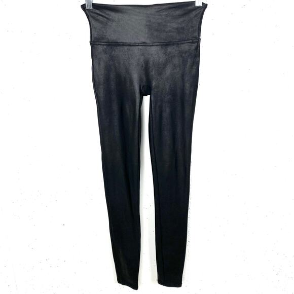 Spanx Faux Leather Tummy Shaping High Waist Compression Leggings Black Small - Picture 2 of 10